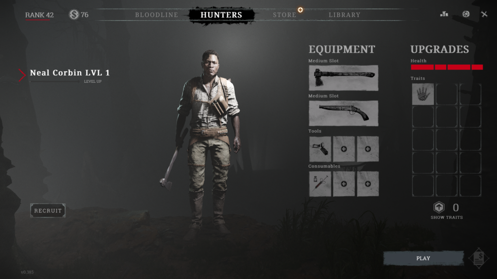 Старый вариант выбора снаряжение для охотника в Hunt: Showdown